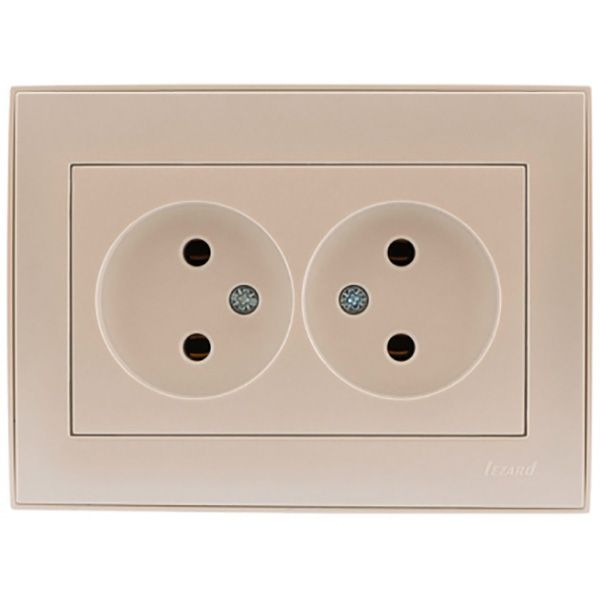 Розетка двойная без заземления Lezard Rain без шторок жемчужно-белый 703-3030-128B