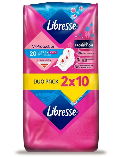 Прокладки гигиенические Libresse Ultra Deo с крылышками 20 шт.