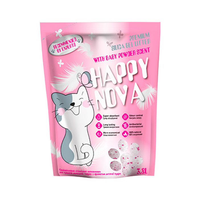 Наповнювач силікагелевий Happy Nova з ароматом дитячої пудри 1,45 кг