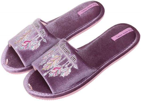 Тапки домашние Twins HS-VL велюр с наклейкой р. 40 лиловый 
