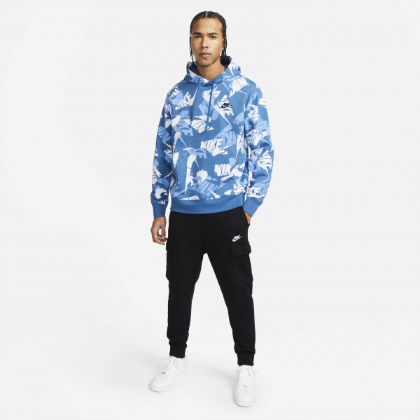 Джемпер Nike M NSW SPE+ BB AOP PO HOODIE RF DM6881-407 р. M синий