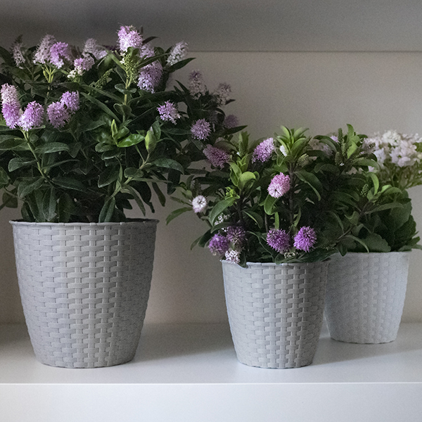 Вазон пластиковий Stefanplast Natural круглий 12,5 л сірий (73846) 