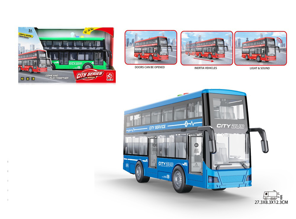 Автобус DIY TOYS Інерційний двоповерховий зі звуковими та світловими ефектами в асортименті CJ-4023760