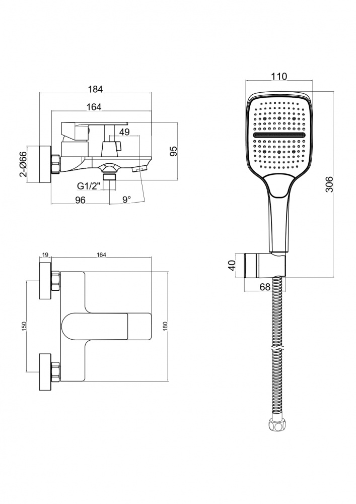 Змішувач для ванни Aqua Rodos MODENA 09 White Matte АР000133574