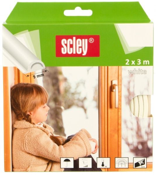 Уплотнитель самоклеящийся P-образный резиновый Scley 9х5,5 мм 6 м белый 