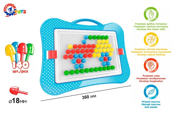 Ігровий набір ТехноК Мозаїка 6 Ø18 мм 140 шт. 3381