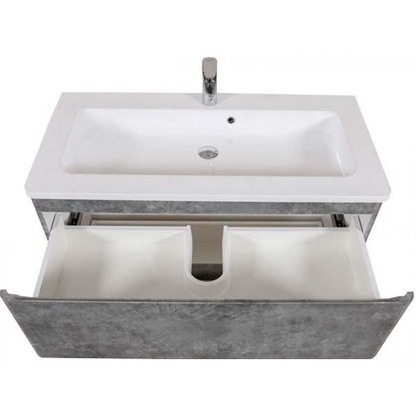 Тумба напольная Aqua Rodos Акцент серый мрамор с умывальником Альфа 100