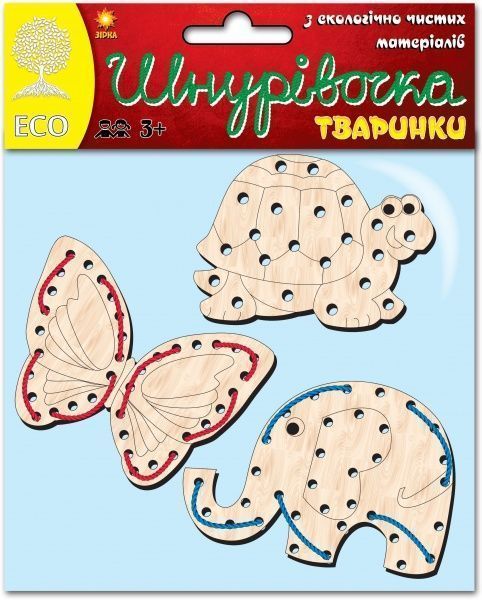 Шнуровка деревянная Зірка Животные 71291