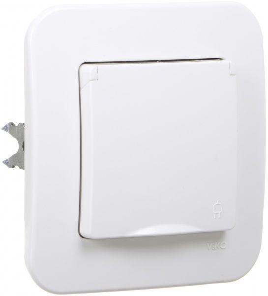 Розетка із заземленням Viko Rollina зі шторками з кришкою білий 90420012