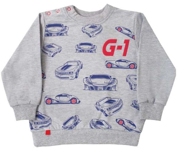 Джемпер для мальчика GABBI Гонки р.98 светло-серый DG-07-18 