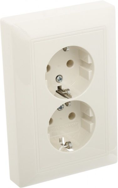 Розетка двойная с заземлением ABB Basic 55 2P+E 16 А 250 В без шторок кремовый 20-02;20-02 EUJ-92-507