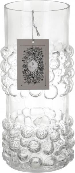 Ваза стеклянная Bubbles 30 см прозрачная 