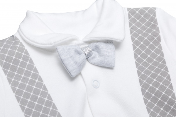 Комбінезон дитячий для хлопчика Bambinelli із метеликом р.68 білий із сірим 