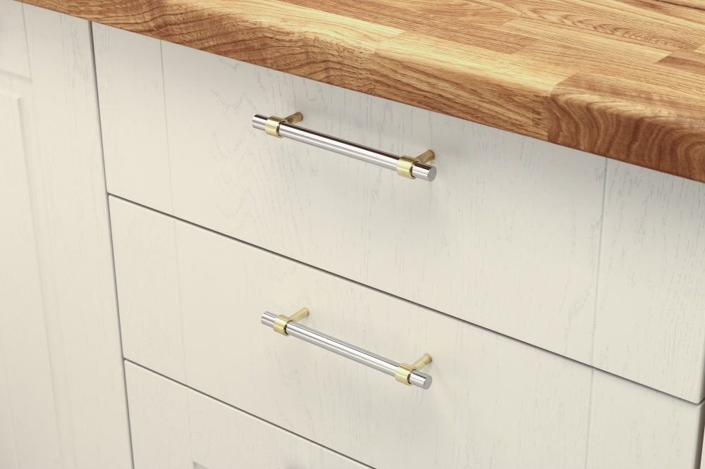 Ручка для меблів рейлінгова 96 мм золото/хром