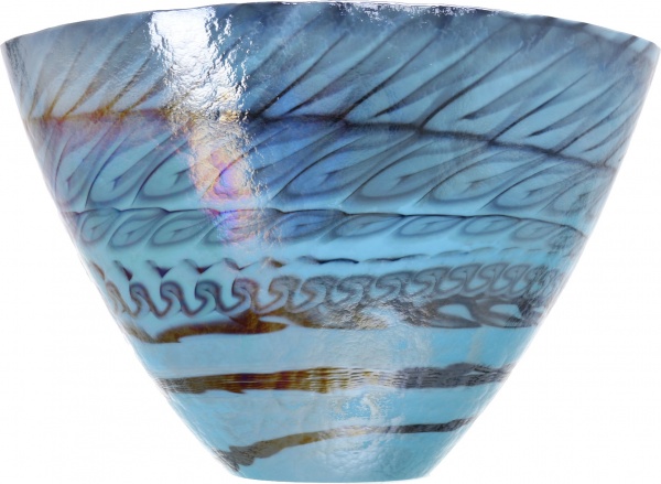 Ваза Yalos Murano BELUS 30 см бирюзовая с черными нитями и перламутровым эффектом 