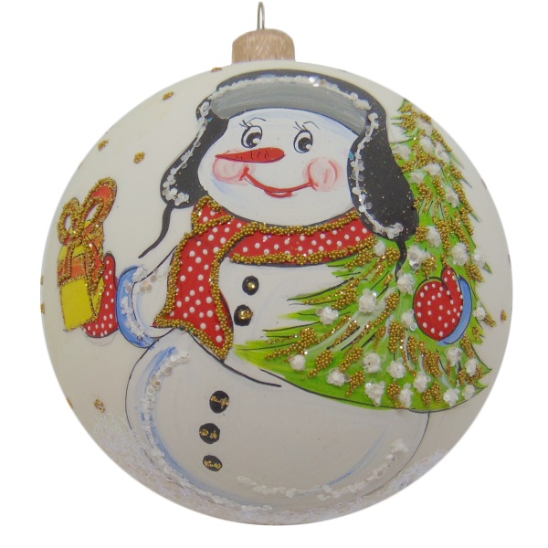 Куля новорічна d100 Сніговик 9466/362 