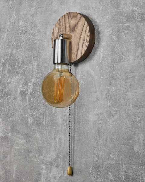 Бра Iterna Malme Темный ясень 1xE27 дерево темное LW024 