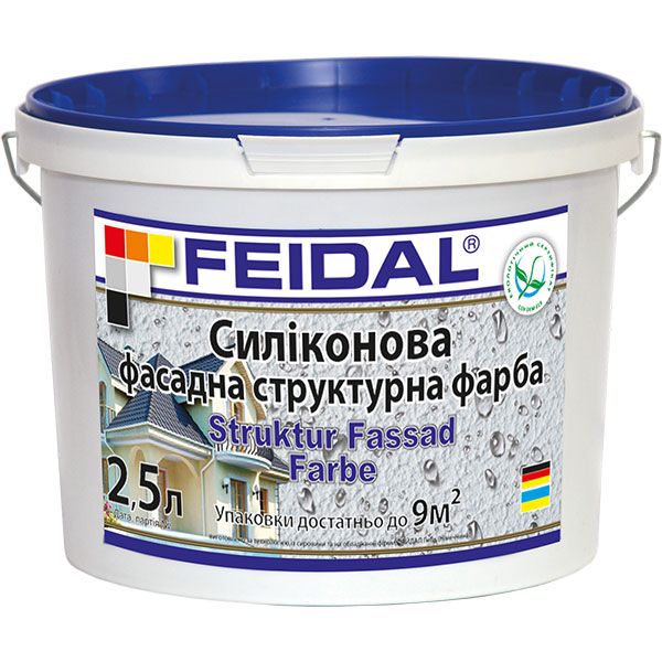 Рельефная краска силиконовая Feidal Struktur Fassad Farbе мат белый 5л 