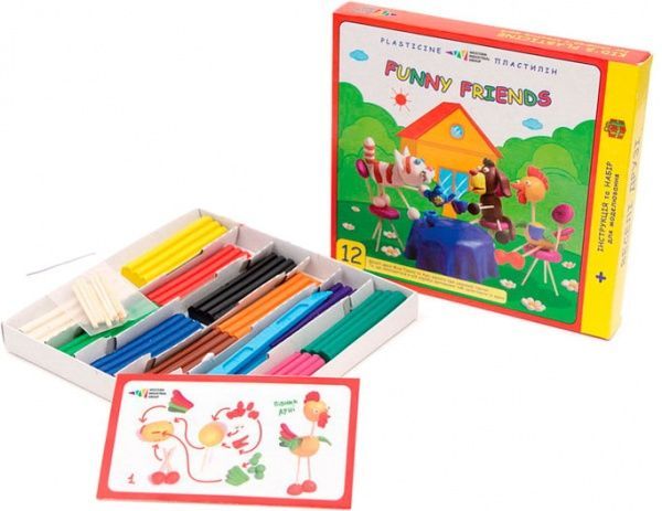 Пластилин Веселые друзья 12 цветов 180 г 331017 Гамма