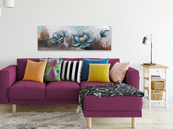 Картина 3D Цветы синие 50x150 см 