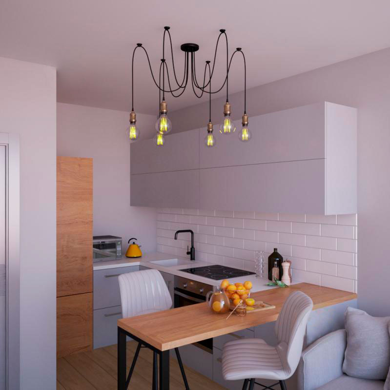 Люстра подвесная Hopfen Han Loft 6x40 Вт E27 бронза/черный 