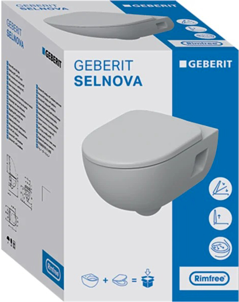 Унітаз підвісний Geberit Selnova Rimfree із сидінням з кришкою (501.750.00.1)