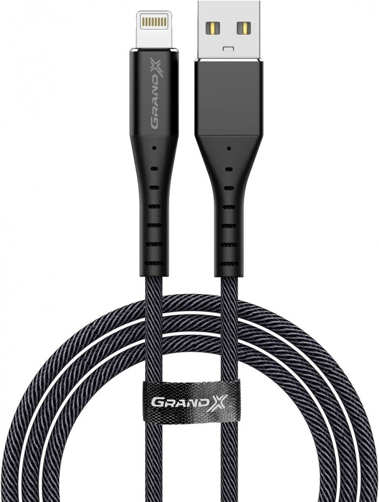Кабель Grand-X USB-Lightning 1,2 м чорний (FL-12)