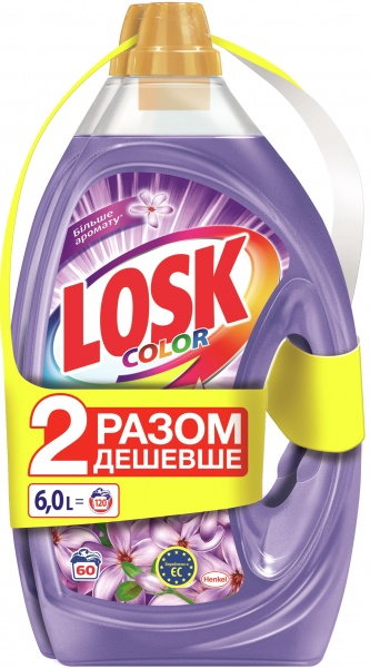 Гель для машинного та ручного прання Losk Колор Ароматерапія Квітки жасмину 3 л + 3 л 