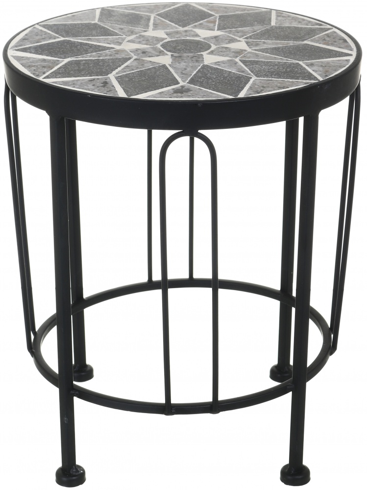 Подставка для цветов круглая с мозаикой JF232310-2 25х25x30 см черный/черный