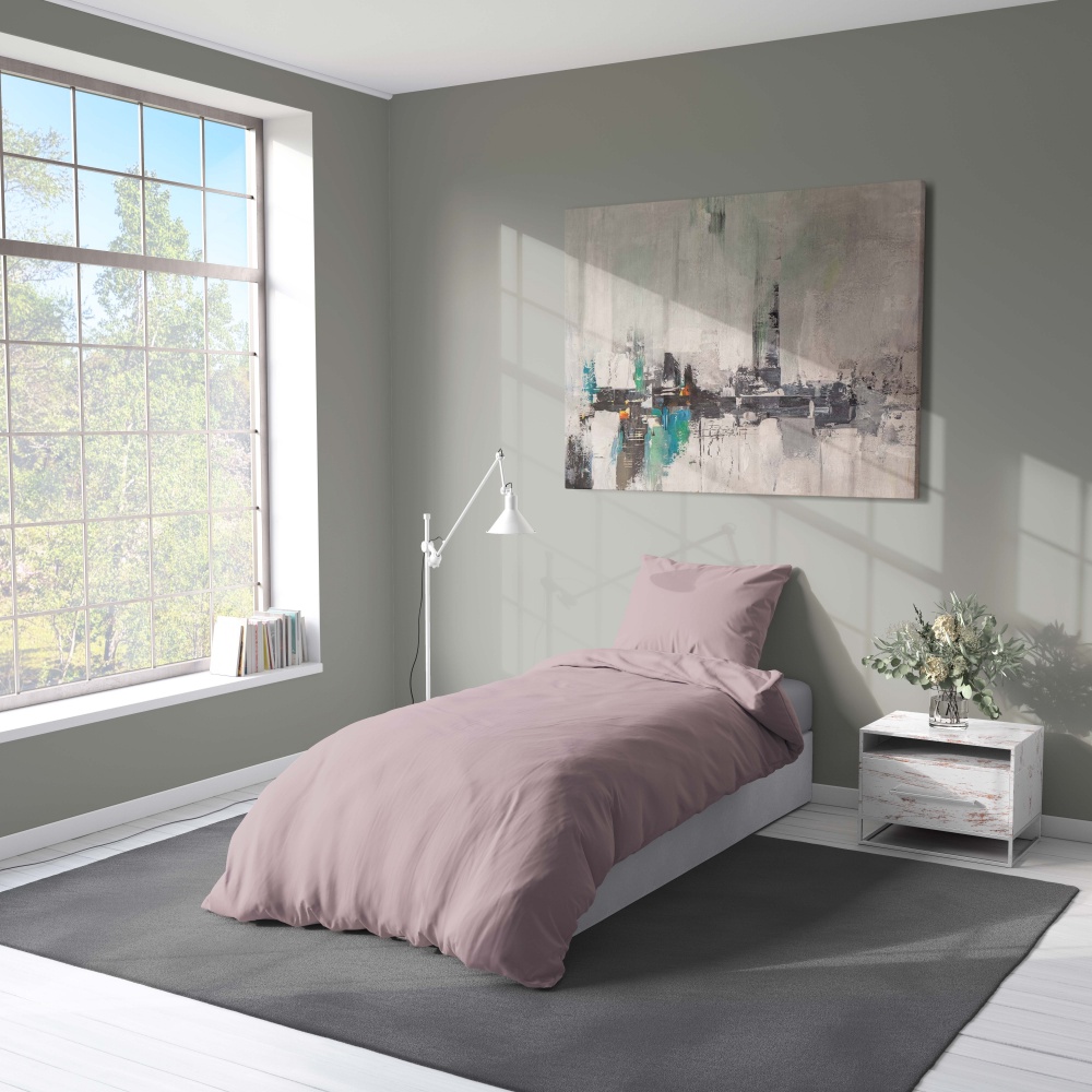 Комплект постільної білизни Mono 1,5 поплін пудровий Luna