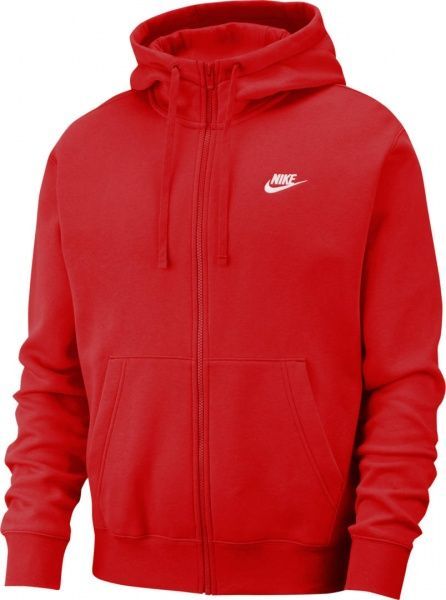 Джемпер Nike M NSW CLUB HOODIE FZ BB BV2645-657 р. S червоний