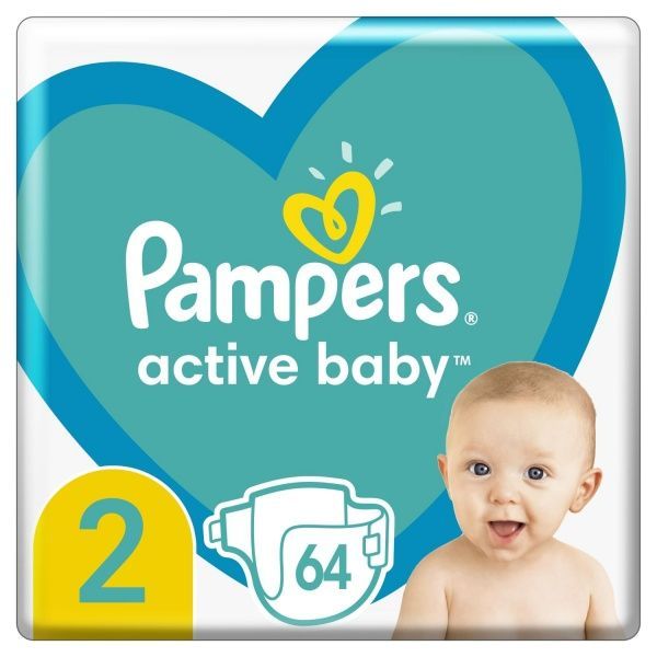 Підгузки Pampers Active Baby розмір 2 (4-8 кг) 64 шт.