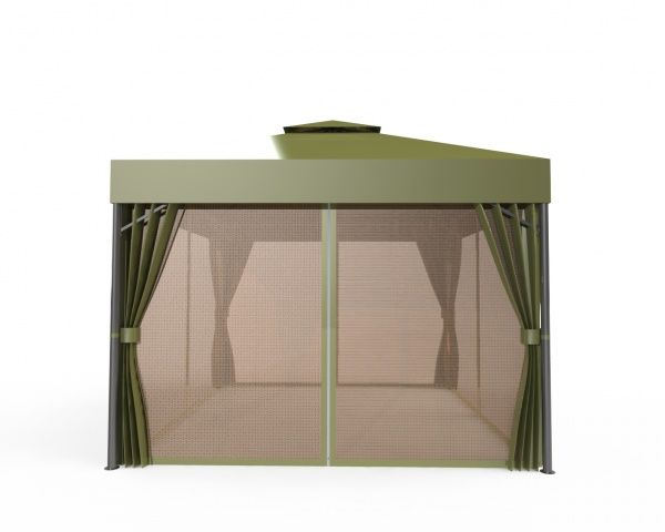 Павільйон садовий UBC Group 3х3 м із москітною сіткою оливковий із коричневим