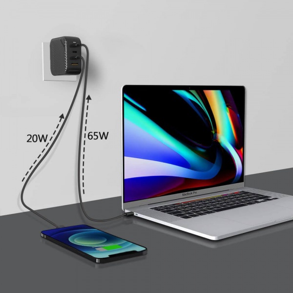 Зарядний пристрій OneLounge 1Power GaN 100W 3xUSB-C + USB-A для MacBook | iPhone | iPad 