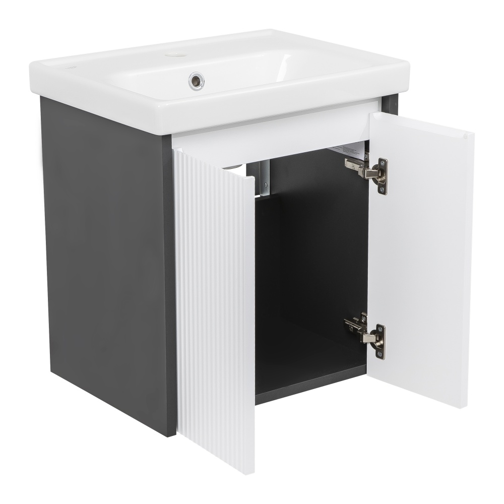 Тумба підвісна Aqua Rodos БАРСЕЛОНА з умивальником Frame 50 см антрацит - білиймат