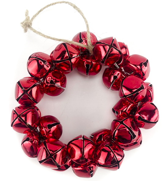 Декорация новогодняя кольцо из колокольчиков 10 см красный SDK-010G