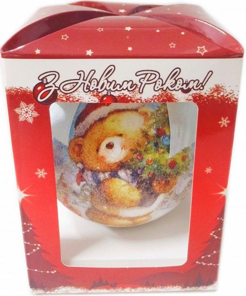 Шар пластиковый Мишка d100 299-1004359C белый с рисунком