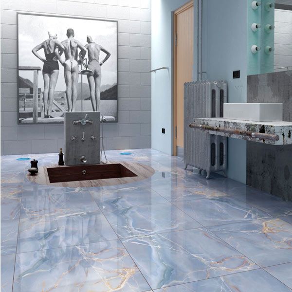 Плитка Golden Tile Onyx Blue блакитний 7А3590 604х604 мм