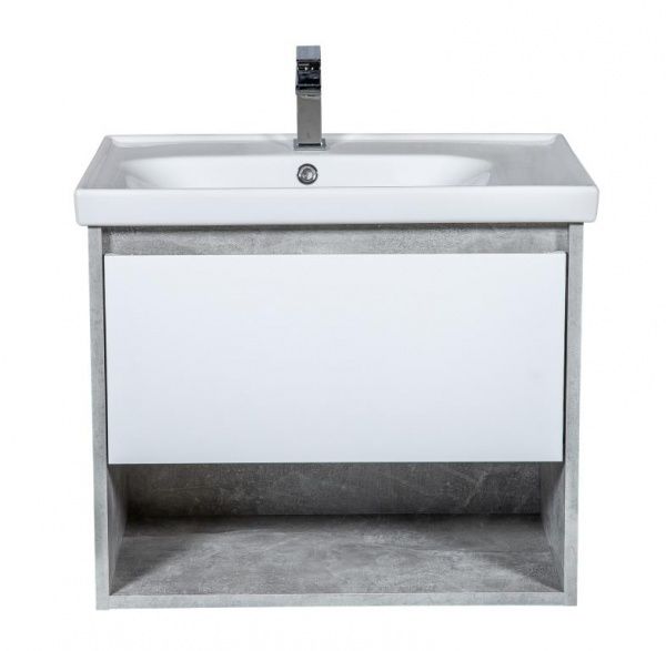 Тумба підвісна ScandiSPA Edda (бетон) з умивальником Frame 70 см