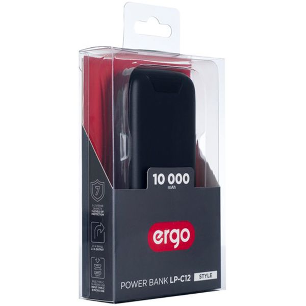 Зовнішній акумулятор (Powerbank) Ergo LP-С12B 10000 mAh black (LP-С12B)
