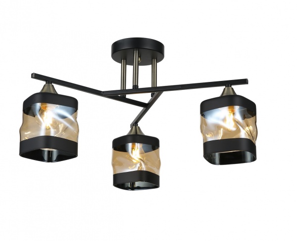 Люстра потолочная WunderLicht 3x60 Вт E27 черный с золотом OM1611-43 