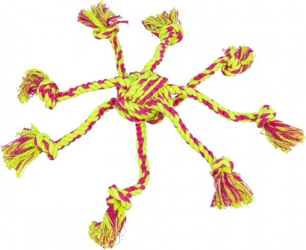 Игрушка для собак Trixie мяч-канат с веревкой 7 см/44 см в ассортименте (32650)