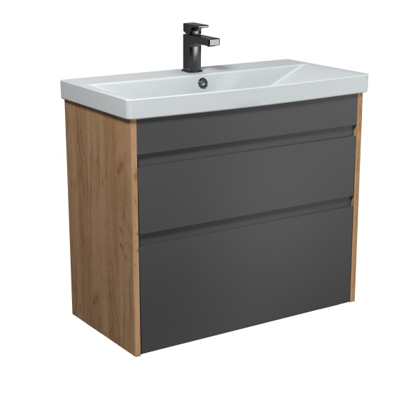 Тумба Мойдодир Jessy 80-U графіт матовий з умивальником Sempre