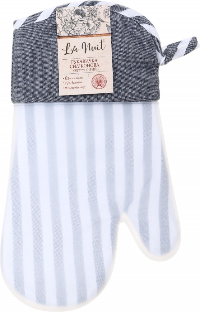 Варежка-прихватка силиконовая Betty 18x30 см серый La Nuit
