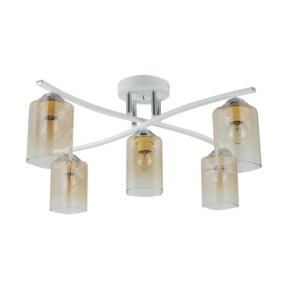 Люстра Miorro Rocco 600х600х240 мм метал/скло 5x40 Вт E27 білий/хром 51-311-129