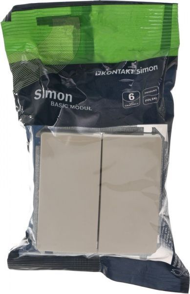 Выключатель двухклавишный Simon Basic без подсветки 10 А 250В кремовый BMW5.01/12