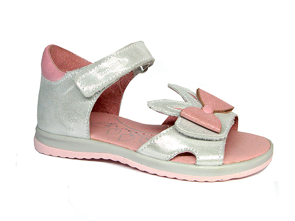 Босоножки для девочек RenBut кожаные на липучках с бантом р.34 серебряный 31-4421^-1172-34 