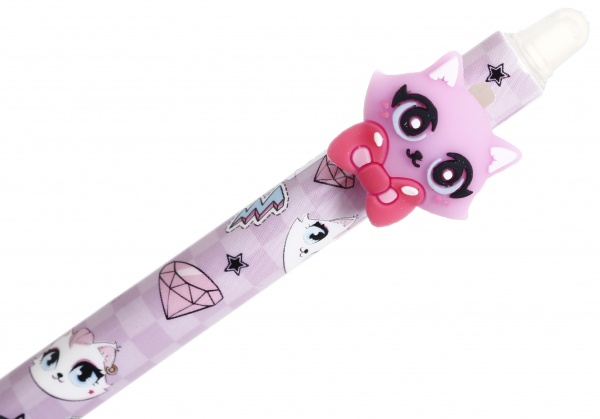 Ручка гелева напиши-зітри миле кошеня фіолетова 