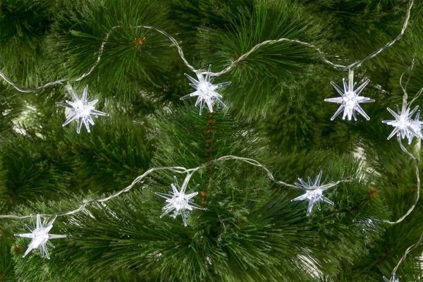 Электрогирлянда линейная внутренняя встроенный светодиод (LED) 20 ламп 3м Снежинки белые LD020W-AY/SF 