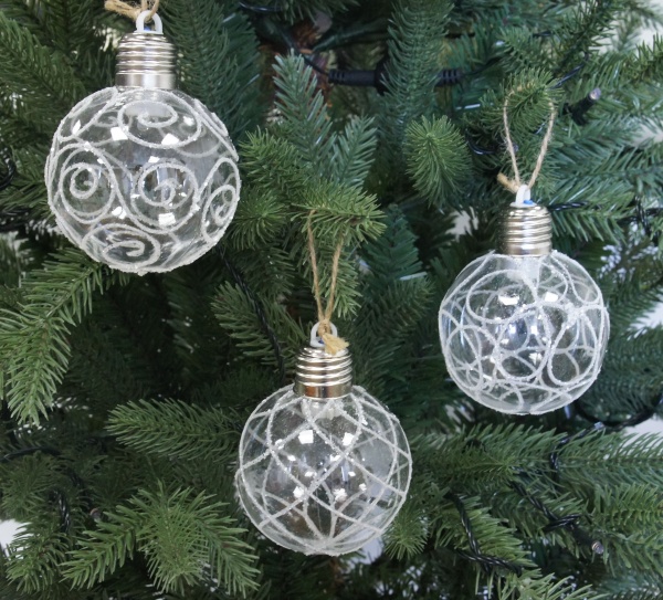 Набор елочных шаров с белым рисунком d80 мм 6 шт./уп. 